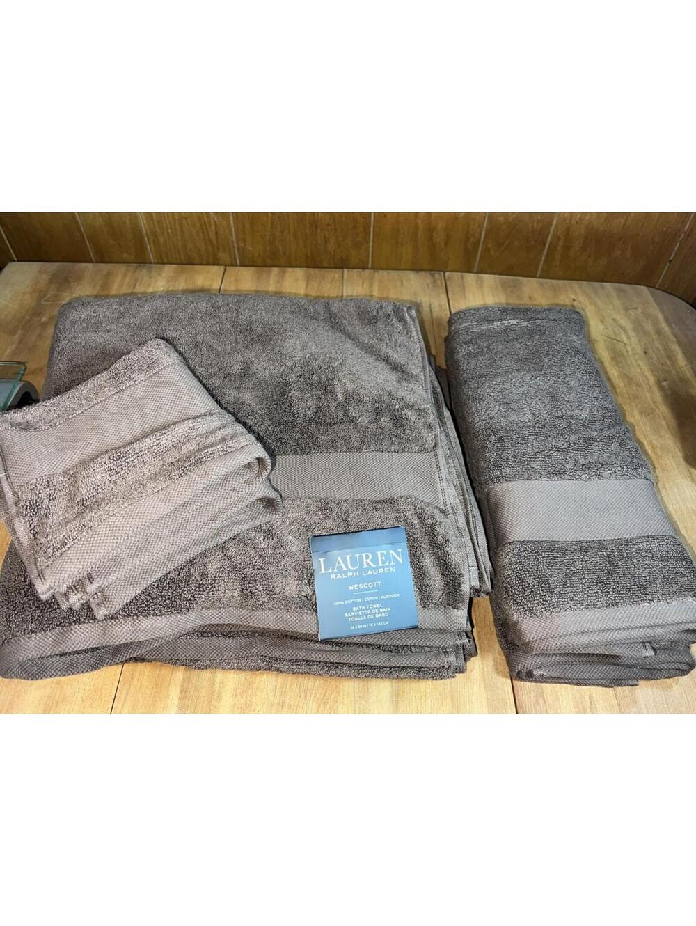 Lauren Ralph Lauren Wescott Art Brown 7 Pc Set 100% Cotton, New
